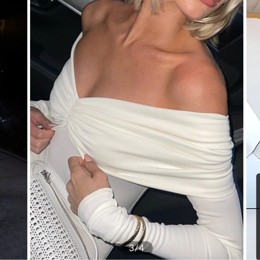 Commense Off-Shoulder Maxi Dress in Cream White